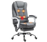 Vinsetto Silla de Masaje con 6 Puntos de Masaje Silla de Oficina Silla de Escritorio Reclinable con Función de Calentamiento Altura Ajustable Reposapiés y Control Remoto 65x70x111-119 cm Gris