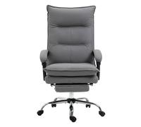 Vinsetto silla de masaje con 6 puntos de masaje y 5 modos silla de escritorio reclinable con función de calefacción altura ajustable reposapiés y ruedas para estudio 66x74x114-121,5 cm gris 74 cm