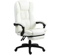 Vinsetto Silla de Masaje Reclinable con Altura Ajustable Reposapiés Retráctil y Control Remoto 68,5x68,5x113-121 cm Crema