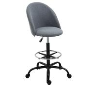 Vinsetto Silla de oficina asiento alto ajustable 105-125 cm taburete de oficina giratorio 360° de lino Gris Aosom España