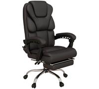 Vinsetto Silla de Masaje con 6 Puntos de Vibración y Calefacción Tapizado en Cuero PU Silla de Oficina Reclinable con Reposapiés y Altura Ajustable 63x57x118-126 cm Marrón