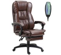 Vinsetto Silla de Oficina con 6 Puntos de Masaje Silla de Escritorio Reposapiés Retráctil y Control Remoto 68,5x68,5x113-121 cm Marrón Aosom España