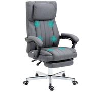 Vinsetto Silla de Masaje con 6 Puntos de Masaje Silla de Oficina Giratoria Silla de Escritorio Reclinable con Altura Ajustable Control Remoto Reposapiés y Reposacabezas Gris