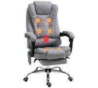 Vinsetto Silla de Oficina con 6 Puntos de Masaje Vibratorio, Silla de Escritorio Giratoria, Respaldo Reclinable 135º, Función Calefacción, Reposapiés Retráctil, Altura Ajustable, Control Remoto, Gris