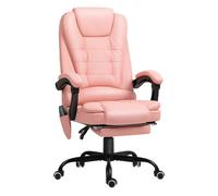 Vinsetto Silla de Oficina con 7 Puntos de Masaje Silla de Masaje Giratoria Silla de Escritorio con Reposapiés Retráctil Altura Ajustable Control Remoto y Tejido de PU Rosa