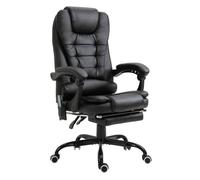 Vinsetto silla de oficina con 7 puntos de masaje silla de masaje giratoria silla de escritorio con reposapiés retráctil altura ajustable control remoto y tejido de pu negro