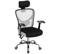 Vinsetto silla de escritorio giratoria silla de oficina con altura ajustable respaldo reclinable reposacabezas regulable y soporte lumbar tapizado en malla transpirable gris