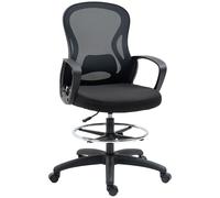 Vinsetto Silla de Oficina con Asiento Alto y Reposapiés Ajustable en Malla Altura Regulable Giratoria Negro Aosom España