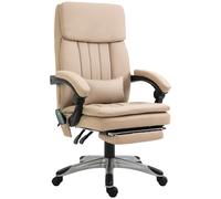 Vinsetto Silla de oficina con función de masaje sillón de oficina ergonómico altura ajustable respaldo reclinable Beige Aosom España
