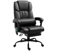 Vinsetto Silla de Oficina con Masaje de 6 Puntos Respaldo Alto Reclinable Altura Ajustable Reposapiés y Mando a Distancia Negro