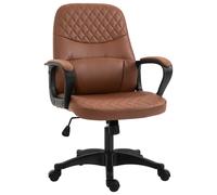 Vinsetto Silla de oficina mecedora con 2 puntos de masaje y puerto USB, sillón de oficina de piel sintética marrón con altura ajustable, 59 x 63 x 92-101 cm