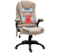 Vinsetto Silla de Oficina con Masaje Vibratorio de 6 Puntos Silla de Escritorio Giratoria con Función Basculante con Calefacción Altura Ajustable Respaldo Reclinable y Mando a Distancia Caqui