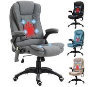Vinsetto Silla de Oficina con Masaje Vibratorio de 6 Puntos Silla de Escritorio Giratoria con Función Basculante con Calefacción Altura Ajustable Respaldo Reclinable y Mando a Distancia Gris