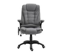 Vinsetto silla de oficina con masaje vibratorio de 6 puntos tapizado en lino silla de escritorio giratoria con función basculante calefacción altura ajustable reclinable mando a distancia gris