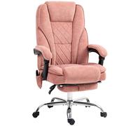 Vinsetto Silla de oficina con masaje y calefacción altura ajustable respaldo inclinable control remoto reposapiés retráctil Rosa