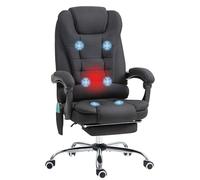 Vinsetto - Silla de oficina con masaje y calefacción, silla de oficina, silla ergonómica con altura ajustable, respaldo reclinable y mando a distancia con cable, giratorio de 360°, de lona de lino,