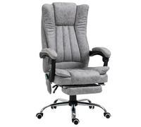 Vinsetto Silla de oficina con masaje y calor confortable con altura ajustable respaldo inclinable reposapiés integrado Gris Aosom España
