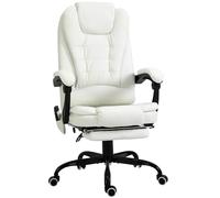 Vinsetto - Silla de oficina con reposapiés, altura ajustable, respaldo reclinable, 5 modos de masaje, mando a distancia, 67 x 79 x 111-121 cm, color blanco