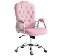 Vinsetto Silla de Oficina con Respaldo capitoné, giratoria, Ruedas, Rosa
