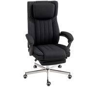 Vinsetto Silla de Oficina con Respaldo Reclinable 65x61x105-113cm Negro | Silla de Oficina Ergonómica, Reposabrazos, Altura ajustable, Reposapiés, Reposacabezas, Ruedas giratorias