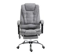 Vinsetto Silla de Oficina de Dirección de Masaje con Calefacción Altura Ajustable Respaldo Reclinable Tela de Microfibra Gris Aosom España