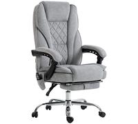 Vinsetto Silla de Oficina de Masaje y Calefacción Altura Ajustable Respaldo Reclinable Mando a Distancia Reposapiés Retráctil Gris