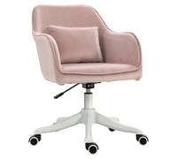 Vinsetto Silla de oficina de terciopelo con masaje cojín lumbar integrado altura ajustable giratoria 360° en Rosa empolvado Aosom España