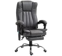 Vinsetto Silla de Oficina Ejecutiva con Función de Masaje y Calor Reposapiés Ajustable Hasta 120 kg Gris Aosom España
