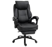 Vinsetto Silla de Oficina Ergonómica Ajustable Altura Respaldo Inclinable 130° Función Basculante Reposapiés Retráctil Acero Aosom España