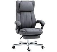 Vinsetto Silla de Oficina Ergonómica - Asiento Giratorio, Respaldo Reclinable, Altura Ajustable, Reposapiés - 65 x 61 x 105-113 cm - Gris