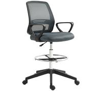 Vinsetto Silla de Oficina Ergonómica con Reposabrazos y Anillo de Pie Ajustable en Altura Rejilla Gris Aosom España