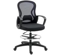Vinsetto Silla de Oficina Ergonómica con Reposapiés Negro | Reposabrazos, Silla de dibujo de malla, Altura ajustable, Soporte lumbar, Giro 360°, para Estudio