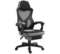 Vinsetto Silla de Oficina Ergonómica con Respaldo Alto, Silla de Escritorio Reclinable Giratoria con Reposapiés Retráctil, Altura Ajustable, Soporte Lumbar, Tejido de Malla, Gris