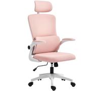 Vinsetto Silla de Oficina Ergonómica con Soporte Lumbar, Reposabrazos Abatibles y Reposacabezas Ajustable, Silla de Trabajo Giratoria Inclinable con Respaldo Alto y Altura Ajustable, Rosa