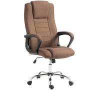 Vinsetto Silla de Oficina Ergonómica Reclinable Giratoria en Tejido Efecto Lino con Reposacabezas, Marrón