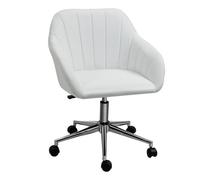 Vinsetto Silla de Oficina Ergonómica Silla de Escritorio Giratoria con Altura Ajustable Respaldo y Reposabrazos de Piel Sintética Carga 120 kg 60x59x79-89 cm Blanco