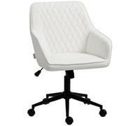 Vinsetto Silla de Oficina Ergonómica Silla de Escritorio Giratoria de Cuero PU con Altura Ajustable y Función de Inclinación para Salón Dormitorio Estudio 59x60x90-100 cm Blanco