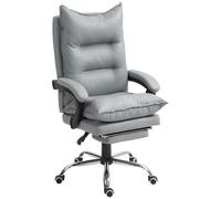 Vinsetto Silla de oficina ergonómica silla de oficina con reposapiés respaldo reclinable poliuretano 66x72x122-130 cm Gris Claro Aosom España