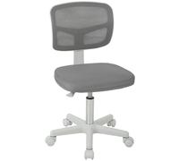 Vinsetto - Silla de oficina ergonómica sin apoyabrazos, silla de oficina giratoria, respaldo curvado de malla y ruedas, altura ajustable, para tocador, dormitorio, color gris