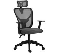 Vinsetto Silla de Oficina Ergonómica y Regulable con Soporte Lumbar y Reposacabezas, 66x61x106-116 cm, Gris Aosom España