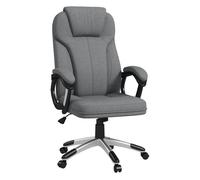 Vinsetto silla de oficina ergonómico silla de escritorio silla de estudio giratoria tapizada en tela con función de basculante altura ajustable respaldo alto reposabrazos 66x75x110-120 cm gris