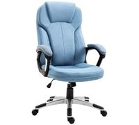 Vinsetto Silla de Oficina Ergonómico Tapizada 66x75x110-120 cm Azul Claro | Silla de Escritorio Giratoria, Función de Basculante, Altura Ajustable, Respaldo Alto, Reposabrazos