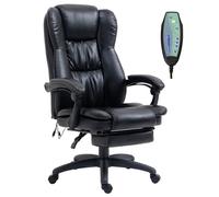 Vinsetto Silla de Masaje con 6 Puntos de Masaje Silla de Oficina Giratoria Silla de Despacho Reclinable con Altura Ajustable Reposapiés Retráctil y Control Remoto 68,5x68,5x113-121 cm Negro