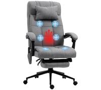 Vinsetto Silla de Oficina Giratoria con Masaje, Silla de Escritorio Reclinable hasta 155°, Función de Calefacción, Altura Ajustable, Reposapiés, para Estudio, Gris