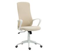 Vinsetto Silla de Oficina Giratoria Silla de Escritorio Juvenil con Altura Ajustable Función de Basculante Reposabrazos y Respaldo Alto 62x56x110-119,5 cm Beige