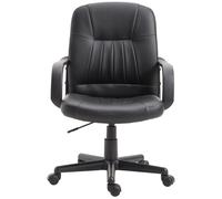 Vinsetto Silla de Oficina Giratoria Sillón de Escritorio Ergonómico con Ruedas Altura Ajustable Negro Material PU 60x60x90-99cm Aosom España