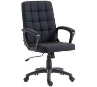 Vinsetto Silla de Oficina Giratoria Tapizada en Lino Sintético Altura Ajustable Basculante Respaldo Medio Reposabrazos Negro