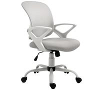 Vinsetto Silla de Oficina Silla de Escritorio de Malla Transpirable Basculante con Altura Ajustable Asiento Giratorio 360° y Soporte Lumbar 61x61x89-99 cm Gris