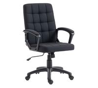 Vinsetto Silla de Oficina, Silla de Escritorio Giratoria, Tapizada en Lino Sintético, Altura Ajustable, Basculante, Respaldo Medio, con Reposabrazos, Ruedas, Negro