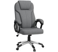 Vinsetto Silla de Oficina Silla de Escritorio Silla de Estudio Giratoria Tapizada en Tela con Función de Basculante Altura Ajustable Reposabrazos 66x75x110-120 cm Gris